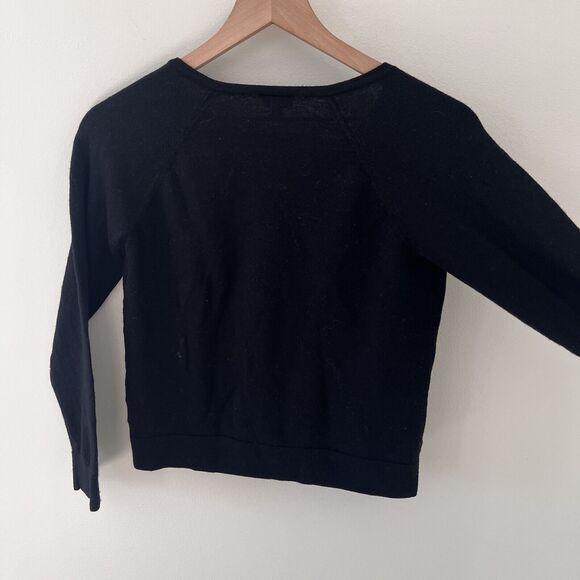 100% Pure Italian Merino Wool Black Cardigan Rhinestone Buttons - Medium - Picture 3 of 9